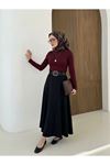 Kelebek Detaylı Dabıl Etek-Siyah