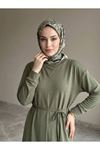 Ön Hareket Detay Pike Elbise-Haki