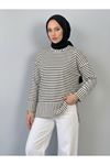Çizgili Oysh Tunik-Siyah