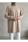 Reglan Kol Manşetli Pike Tunik-Bej