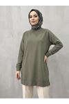 Reglan Kol Manşetli Pike Tunik-Haki